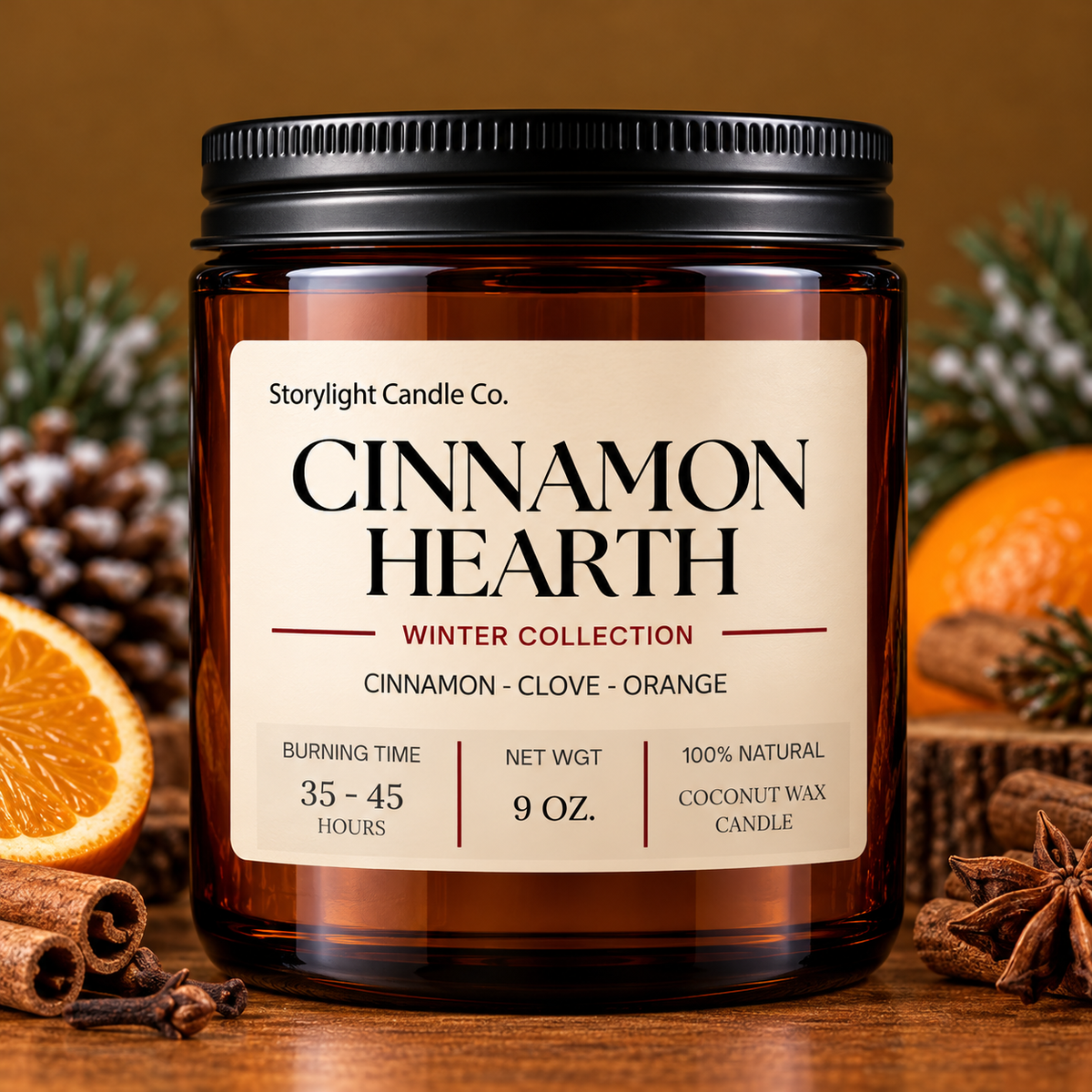 CINNAMON HEARTH COCONUT WAX CANDLE