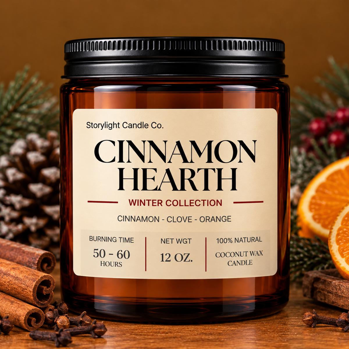 CINNAMON HEARTH COCONUT WAX CANDLE