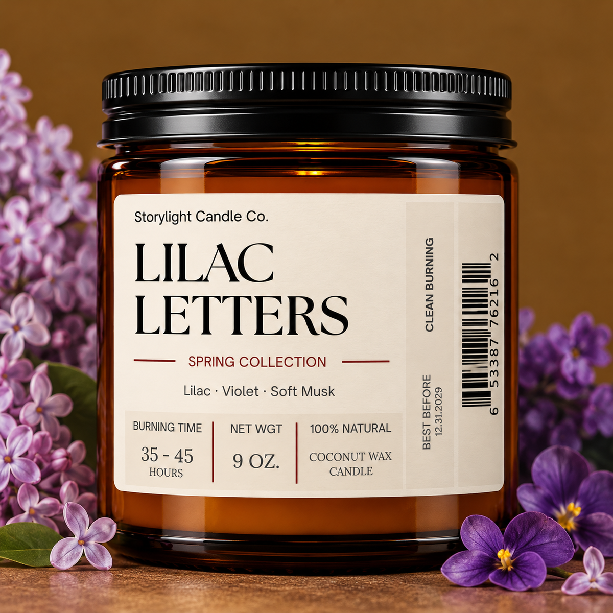 LILAC LETTERS COCONUT WAX CANDLE