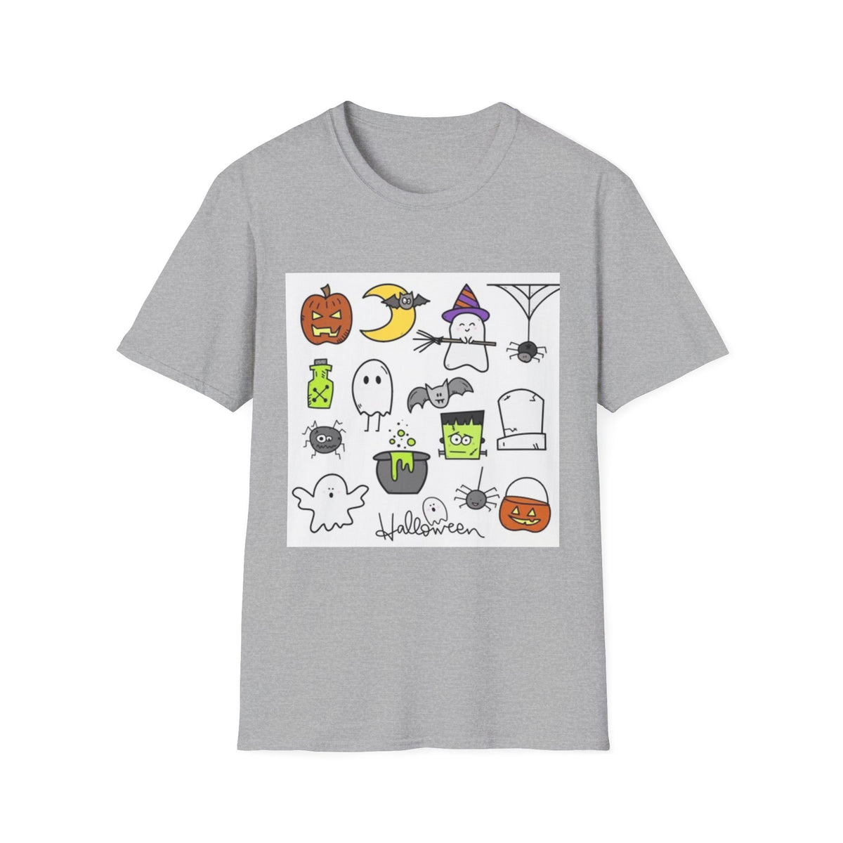 Halloween Icons T-Shirt — Cute Graphic Tee with Ghosts, Pumpkins & Ghouls