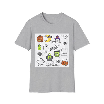 Halloween Icons T-Shirt — Cute Graphic Tee with Ghosts, Pumpkins & Ghouls