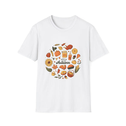 Hello Autumn T-Shirt — Cozy Fall Pumpkin & Sunflower Graphic Tee