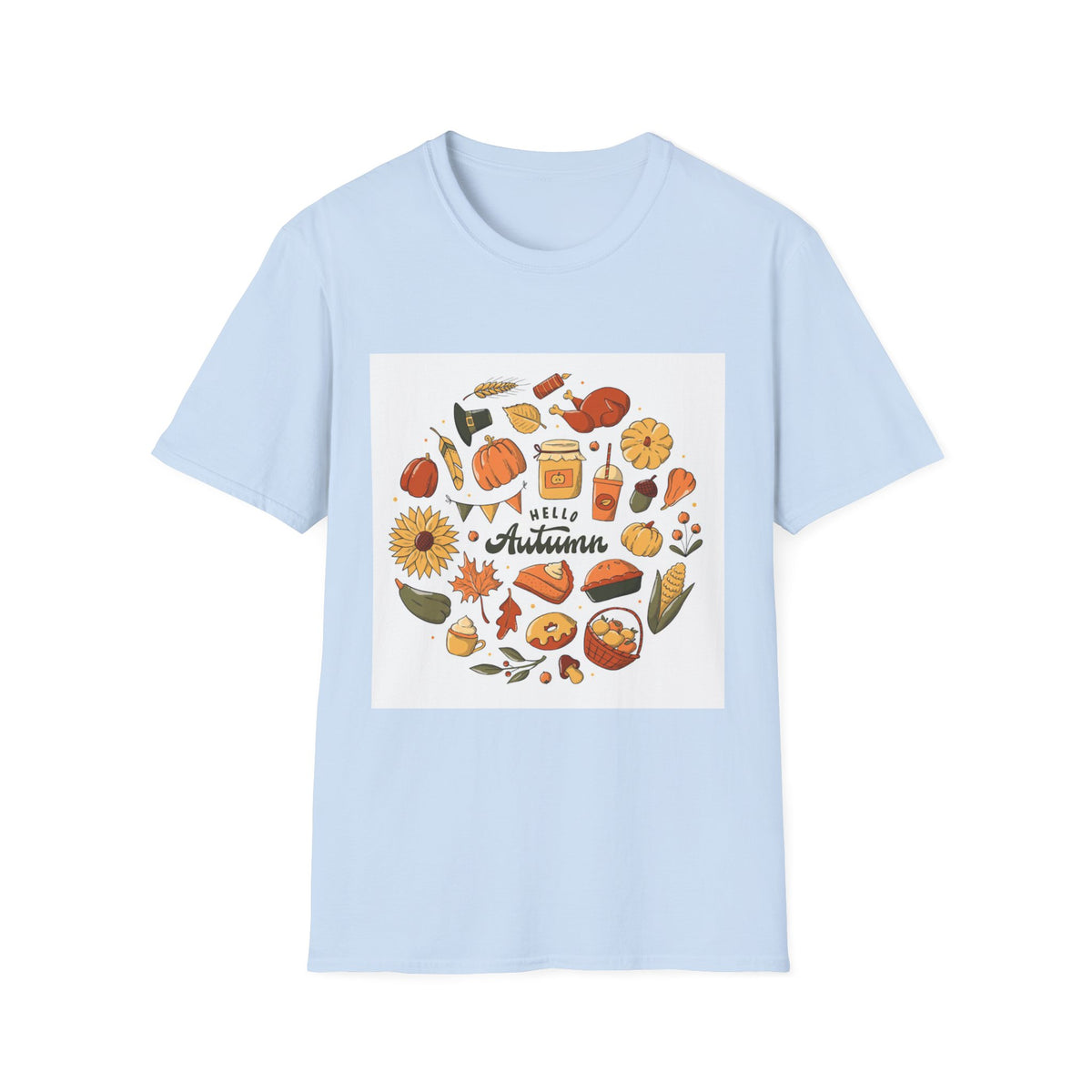 Hello Autumn T-Shirt — Cozy Fall Pumpkin & Sunflower Graphic Tee