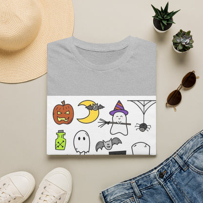 Halloween Icons T-Shirt — Cute Graphic Tee with Ghosts, Pumpkins & Ghouls