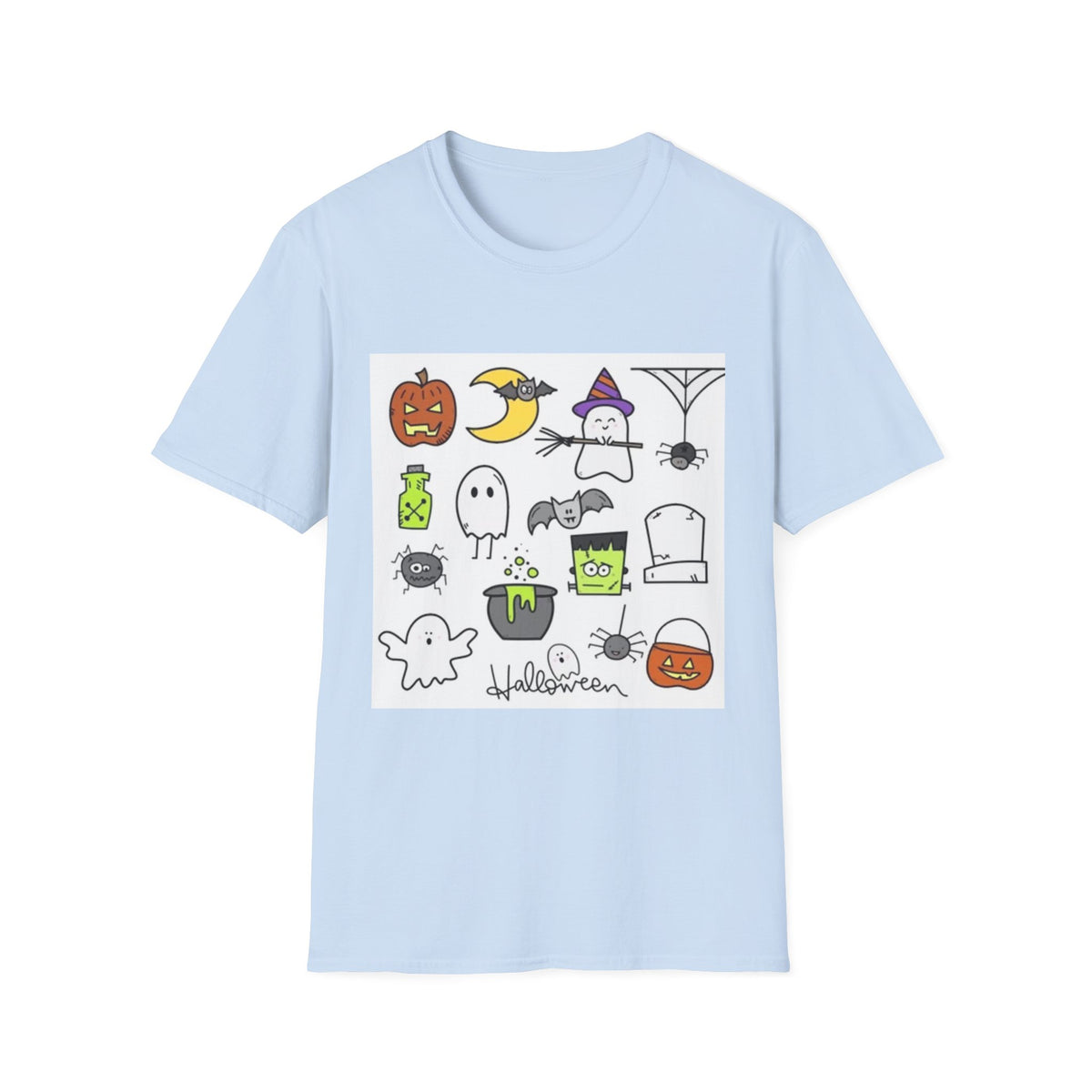 Halloween Icons T-Shirt — Cute Graphic Tee with Ghosts, Pumpkins & Ghouls