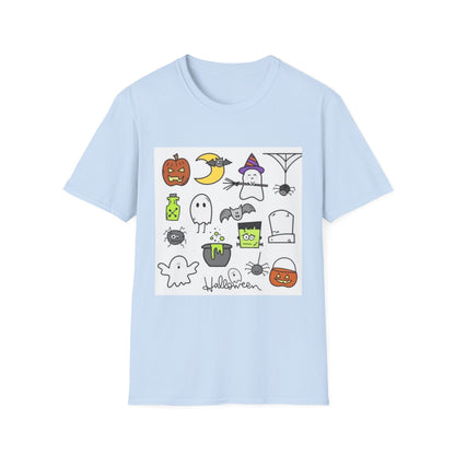 Halloween Icons T-Shirt — Cute Graphic Tee with Ghosts, Pumpkins & Ghouls