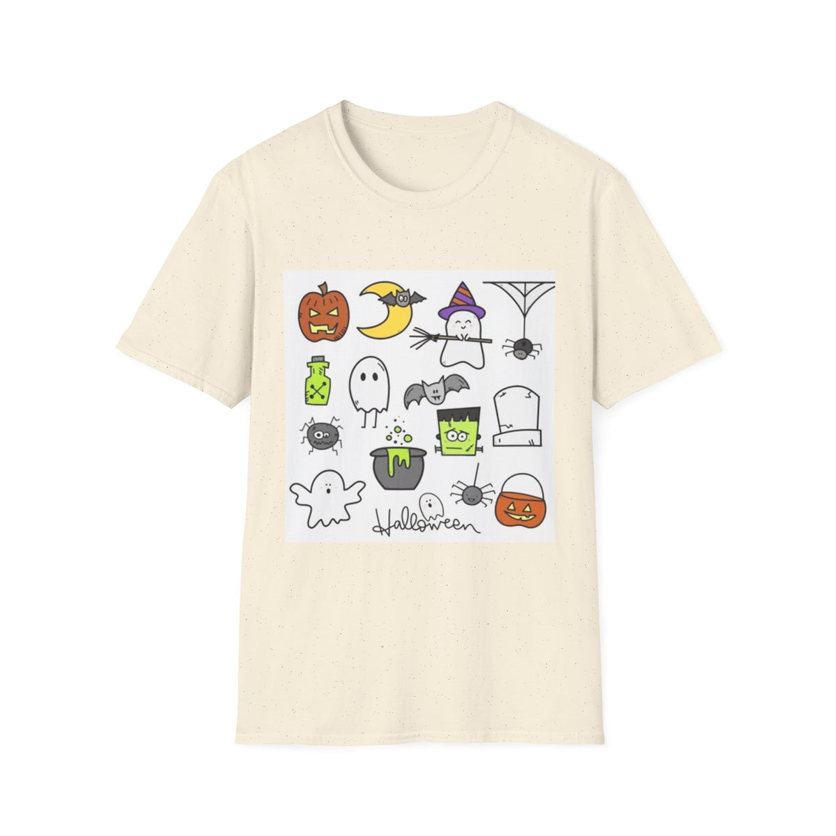 Halloween Icons T-Shirt — Cute Graphic Tee with Ghosts, Pumpkins & Ghouls