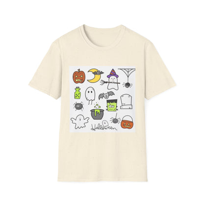 Halloween Icons T-Shirt — Cute Graphic Tee with Ghosts, Pumpkins & Ghouls