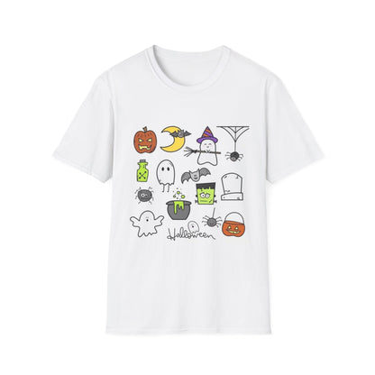 Halloween Icons T-Shirt — Cute Graphic Tee with Ghosts, Pumpkins & Ghouls