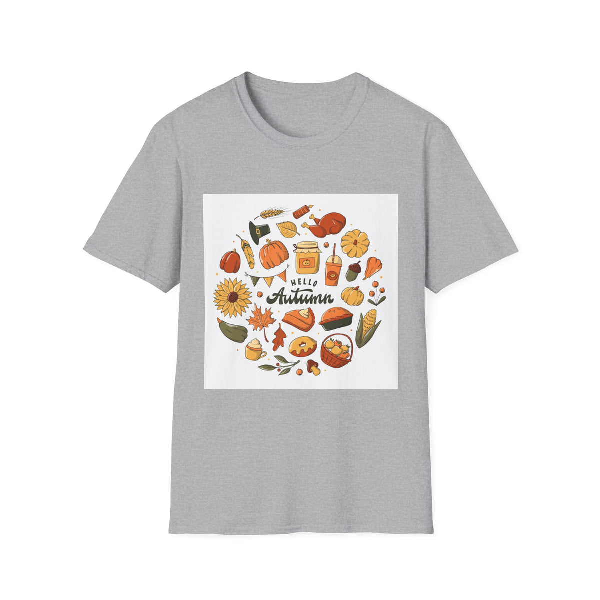 Hello Autumn T-Shirt — Cozy Fall Pumpkin & Sunflower Graphic Tee
