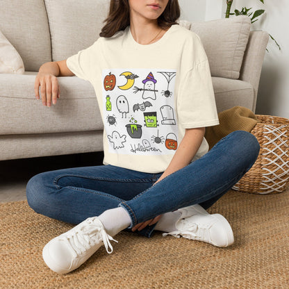 Halloween Icons T-Shirt — Cute Graphic Tee with Ghosts, Pumpkins & Ghouls