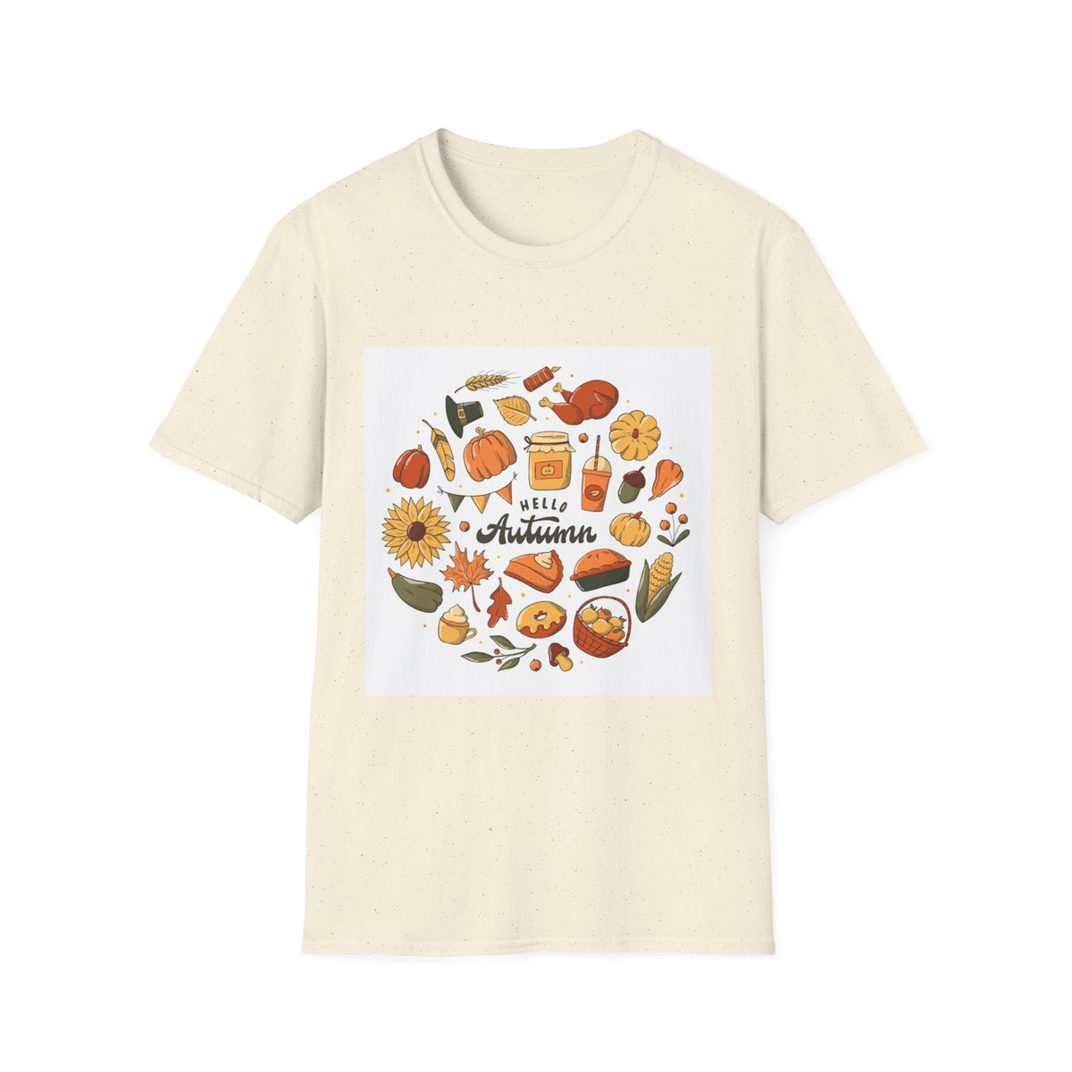 Hello Autumn T-Shirt — Cozy Fall Pumpkin & Sunflower Graphic Tee