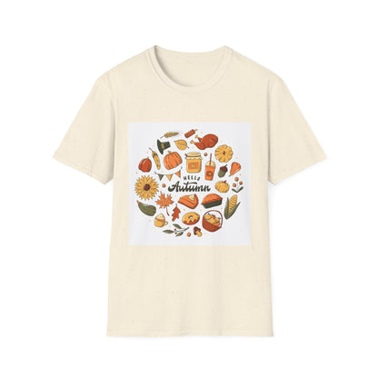 Hello Autumn T-Shirt — Cozy Fall Pumpkin & Sunflower Graphic Tee