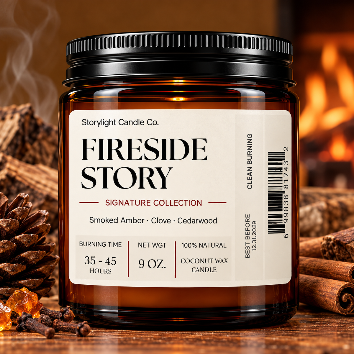 FIRESIDE STORY COCONUT WAX CANDLE