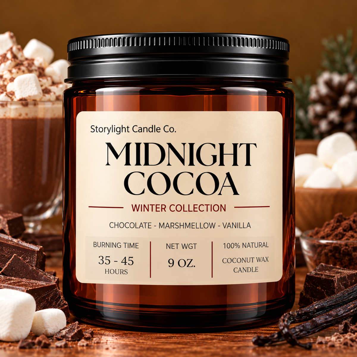 MIDNIGHT COCOA COCONUT WAX CANDLE